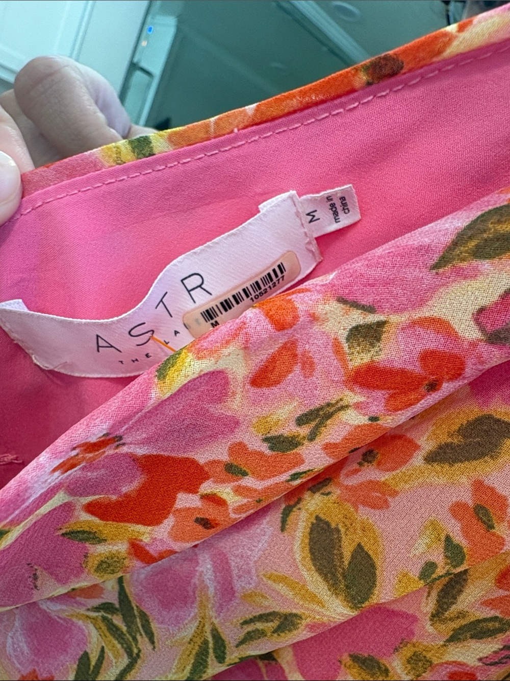 ASTR the label Santorini One-Shoulder Pink Floral Midi Dress size M like new - Picture 5 of 6